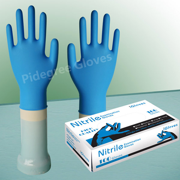 Manufactured High Quality Powder Free Blue Medical Examination Nitrile Gloves