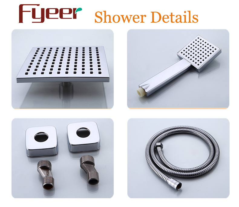 Fyeer New Solid Brass Rain Shower Set with Waterfall Bath Faucet