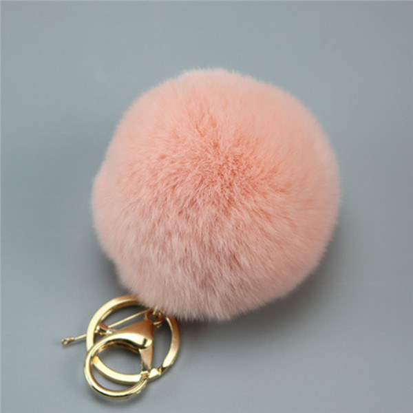 Beautiful Plush Car Key Pendant Real Rabbit Fur Ball Poms