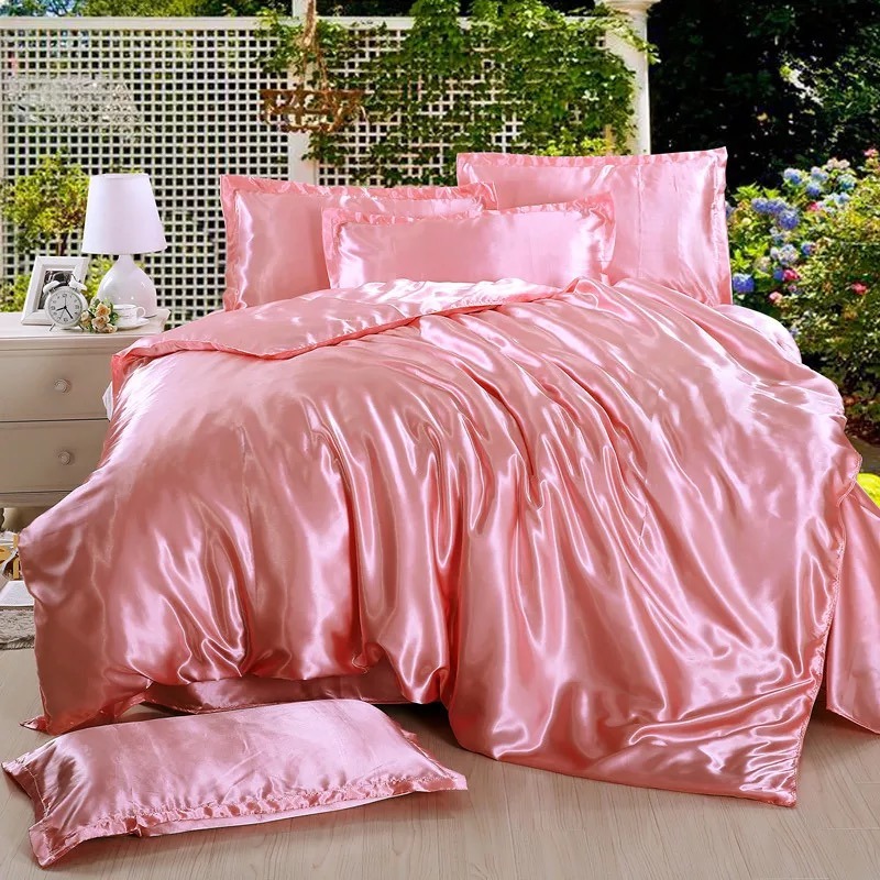 Color Hit Fashion Silk Bed Sheet Set for Queen /King Bed China Factory