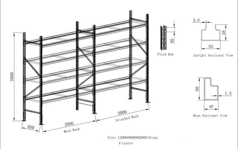 Custom Durable Warehouse Steel Shelving for Grocery Store / Long Span Rack /Shelf