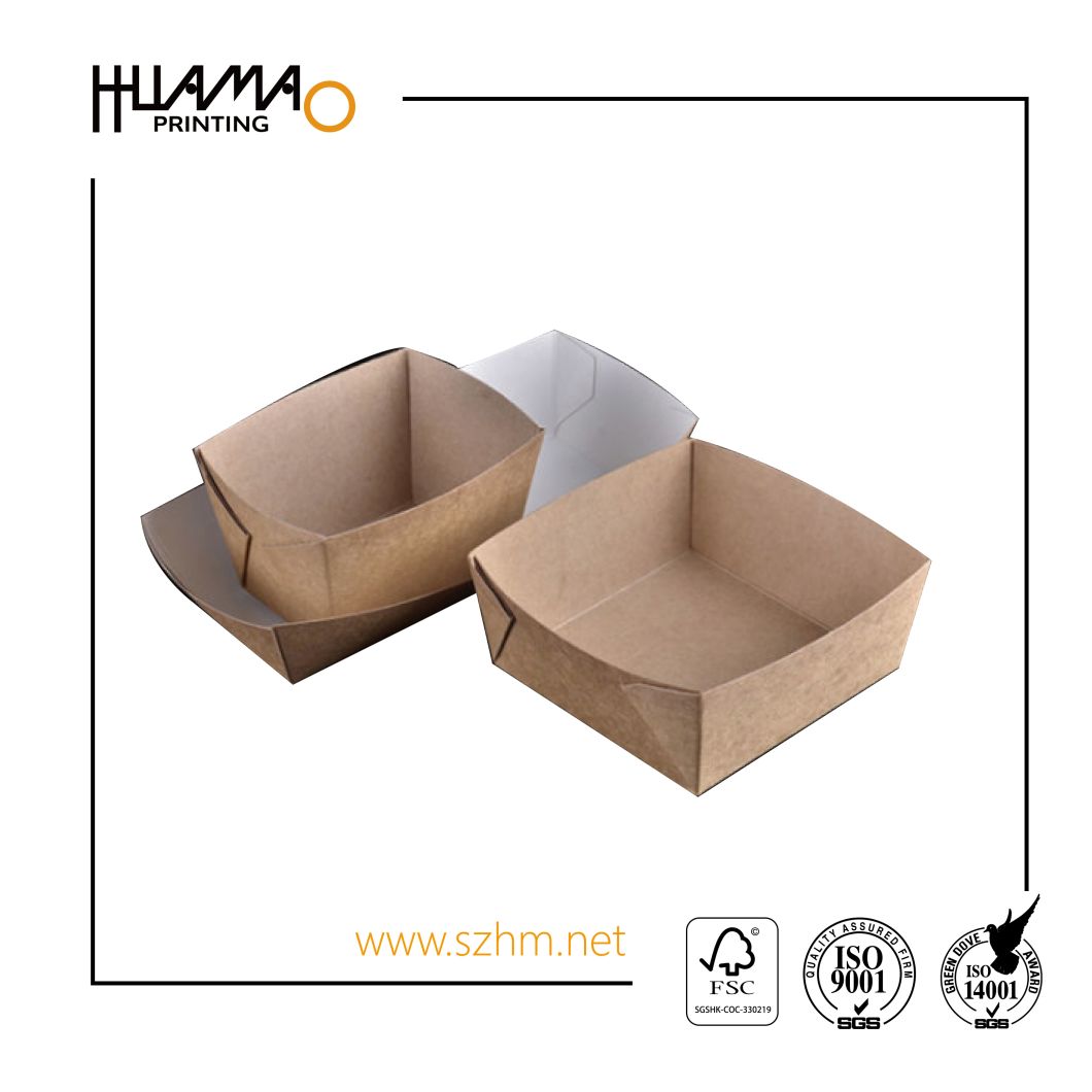 Eco-Friendly Disposable Food Packaging Corrugated Paper Chips Fries Fruits Salver Tray