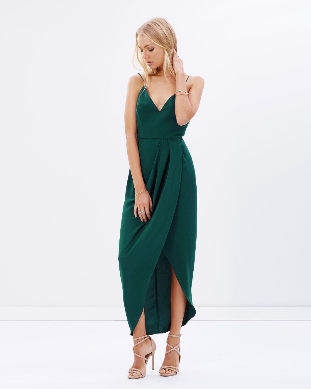 Xh Garments Cocktail Draped Maxi Formal Dress