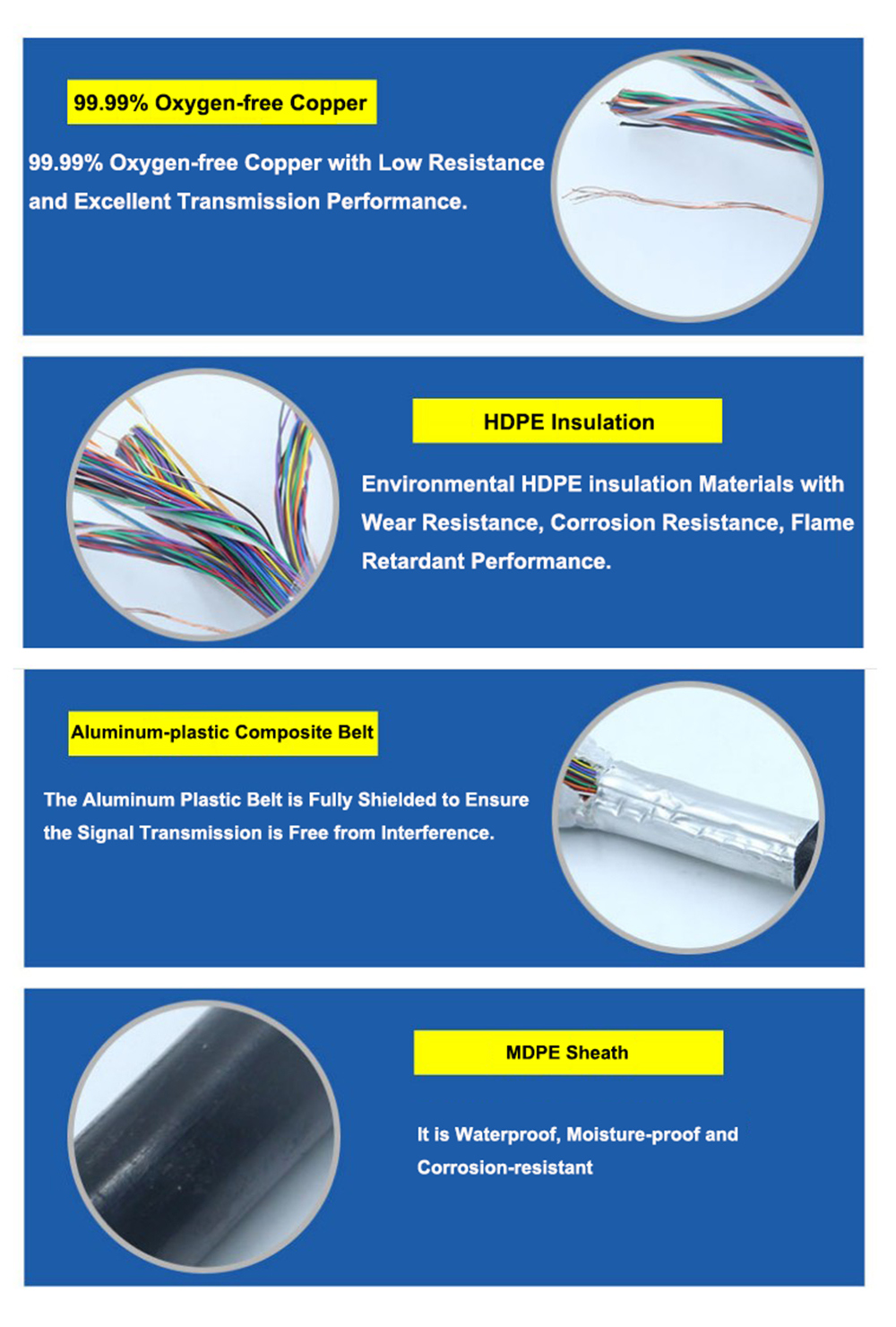 Self Supporting Aerial Copper Cable Hyac or Hyatc Telephone Cable