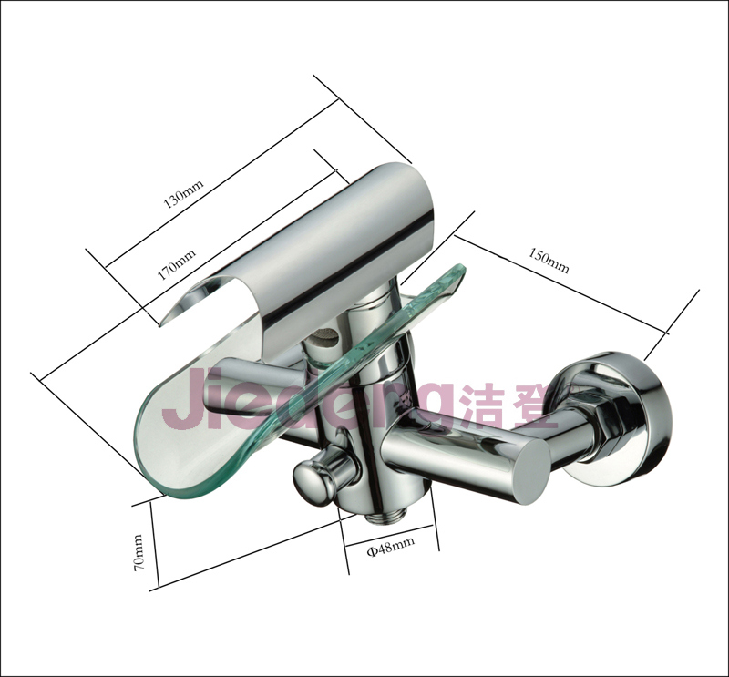 Series Design Brass Waterfall Bathtub Faucet with Glass Disc (B54BS)