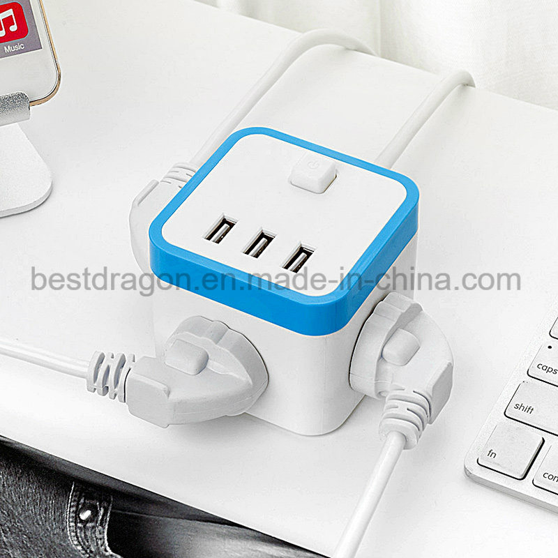 Smart Mini Universal Multi Power Cube Socket Travel Plug with USB