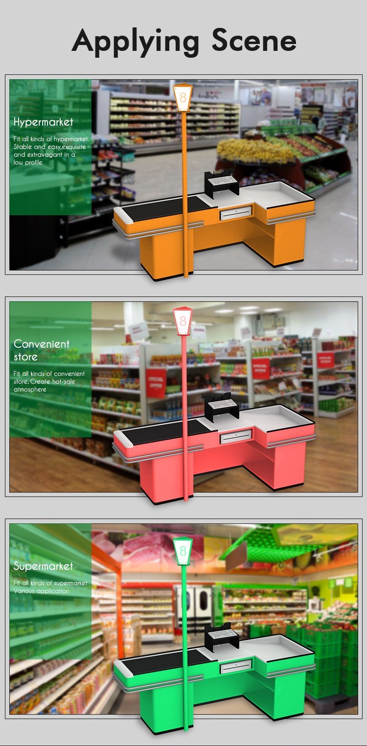 Powder Coated Checkout Counter with Belt