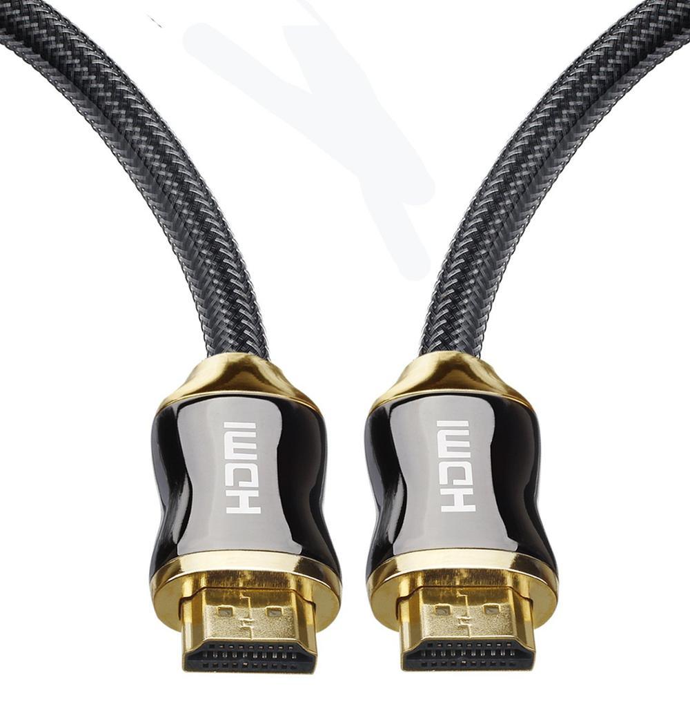 Wholesale 1m 2m 3m 5m 10m Male to Male Gold Braided Zinc Alloy HDMI V2.0 Cable