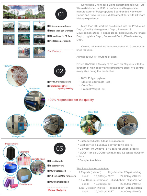 Intermingled Polypropylene Multifilament PP Yarn