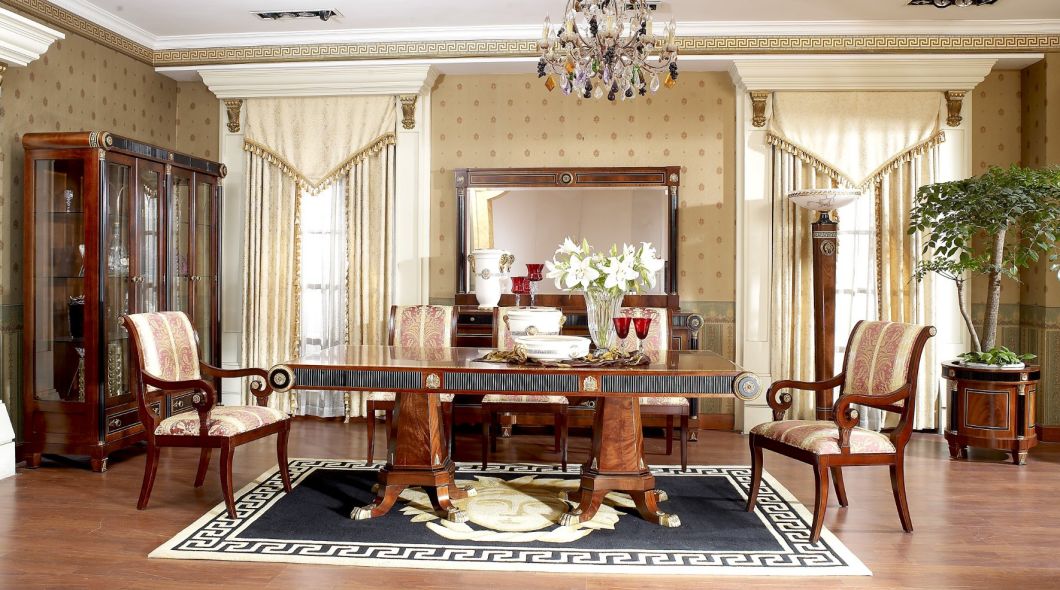 Spain Classical Luxury Solid Wood Hand Carved Dining Room Furniture Sets