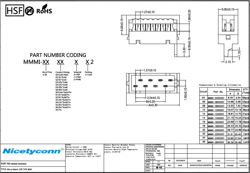 Export Manufacturer IDC Type Micro Match 8pins Plug with Ledge