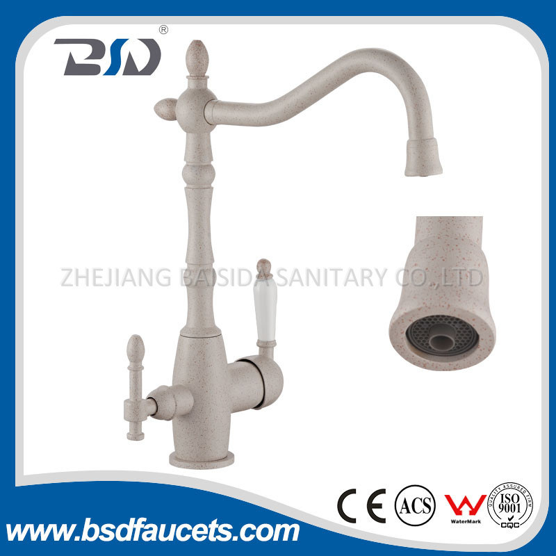 Brass Marble Surface Elegant Three Way Kitchen Faucet for RO