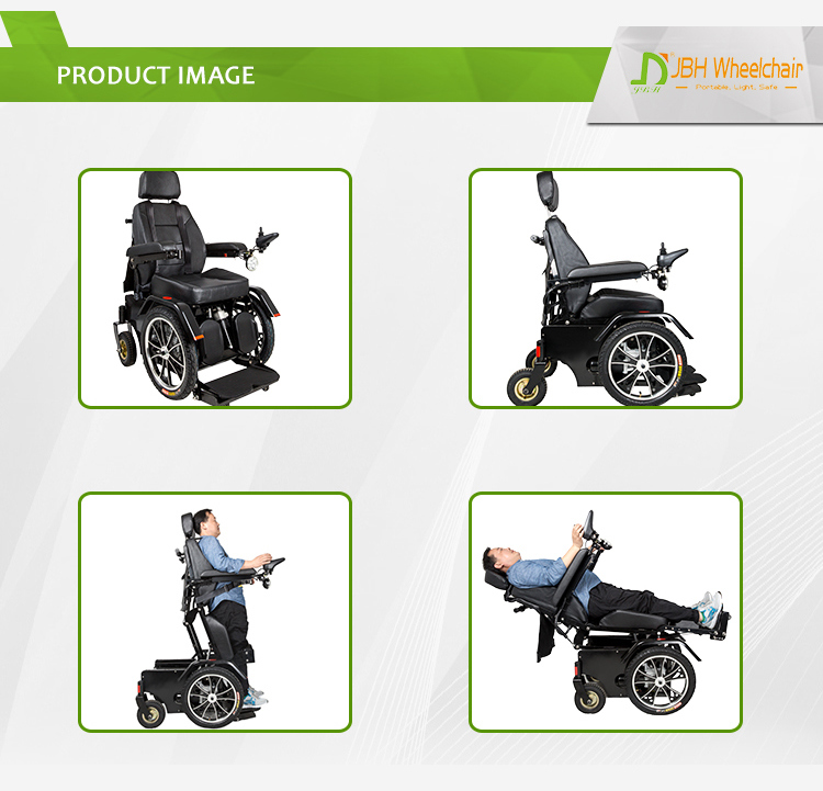 High Quality Heavy Duty Luxury Leather Confortable Electric Power Standing up Wheelchair