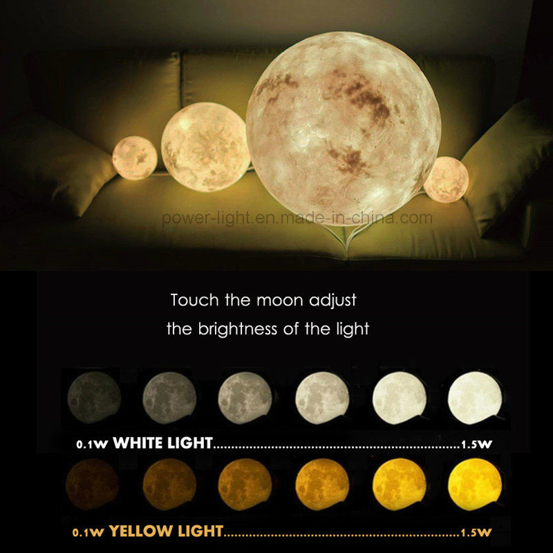 Creative Desk Table Home Decor 3D Printing Moon Lamp LED Night Light with Touch Control