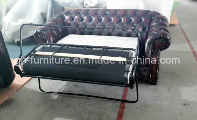 Luxury Italian Leather Chesterfield Sofa with Sofa Bed Function MS-30#