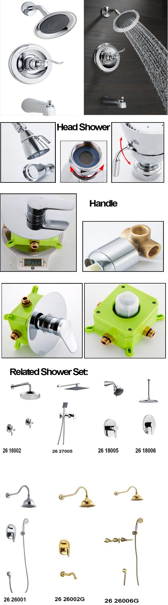 Single-Spray Shower Head and Bathtub Faucet Shower Set