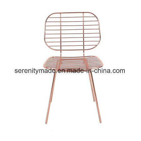 Zinc Coated Rose Gold Wire Metal Restaurant Dining Chairs