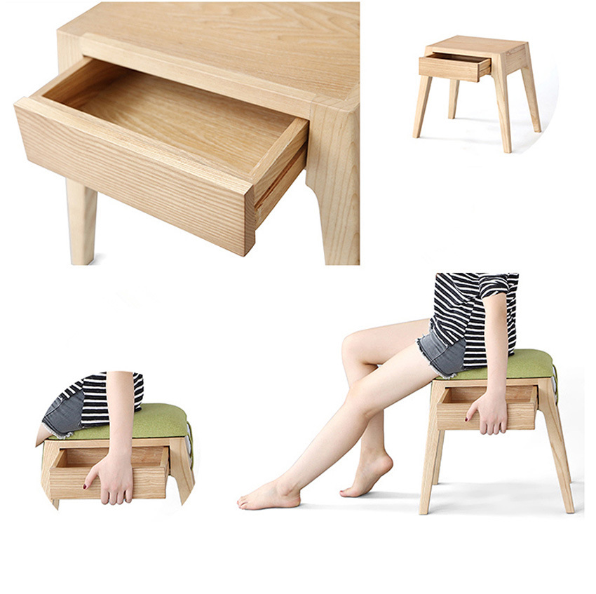 a Solid Wooden Bench with a Drawer