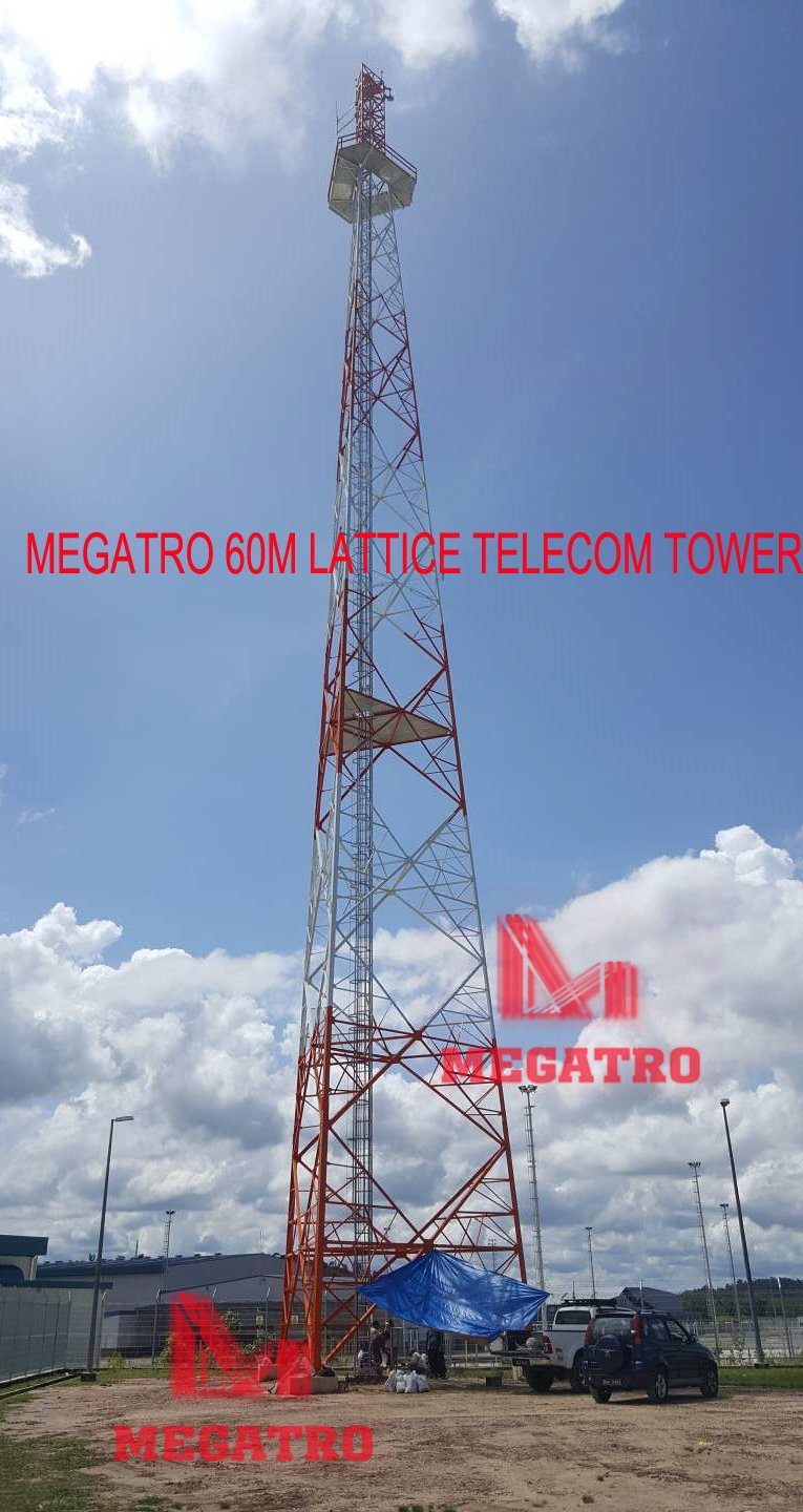 Megatro 60m Lattice Scada-Telecommunication System Tower 