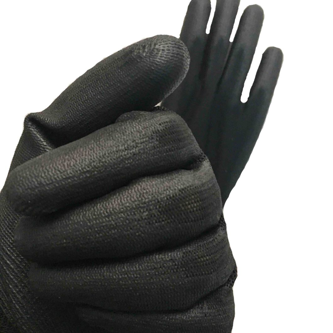 Safety Black Color Safety PU Coated Working Gloves