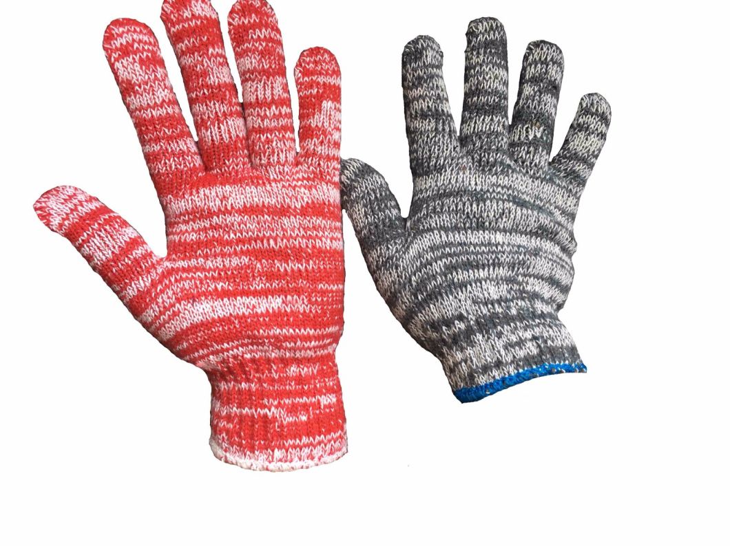 Mixture Color Cotton Knitted Working Gloves