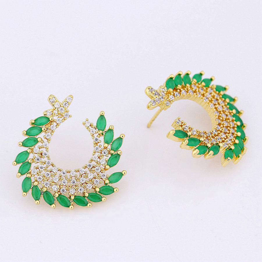 AAA Zirconia Party Stud Earring Pure Gold Plated Lady Designs