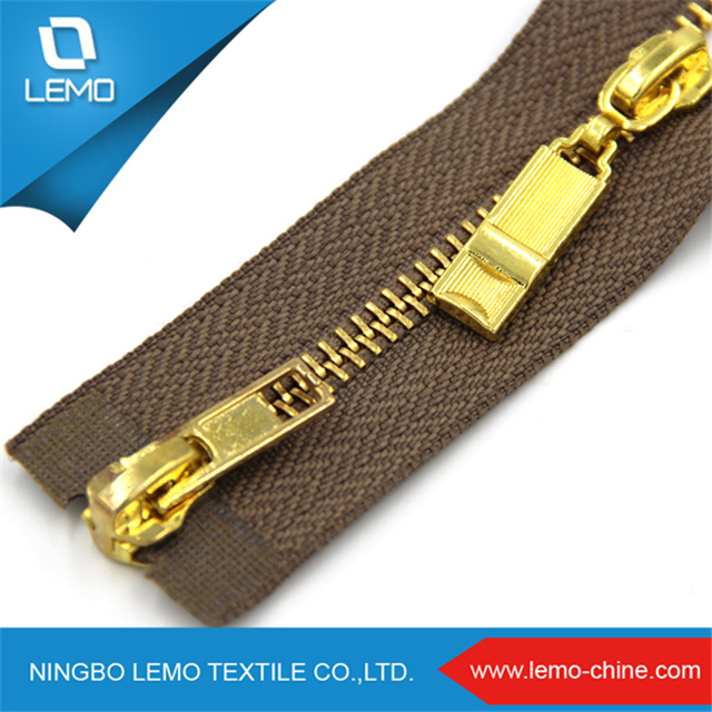 Heavy Duty #4 Plating Metal Boots Zipper Tailoring Accessories Brass Zipper Two Zipper Slider