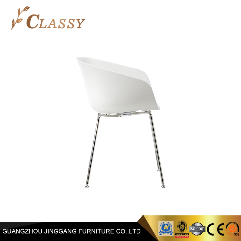 White Plastic Seat Steel Legs Wholesale Restaurant Dining Chair