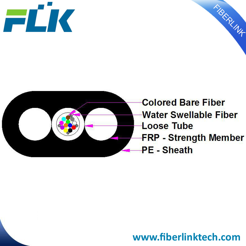 FTTH Flat Drop Optical/Optic Fiber Cable with Water Swellable Yarn