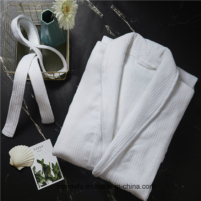 100 Cotton Men Women Custom Hotel Stripe Velour Bathrobe