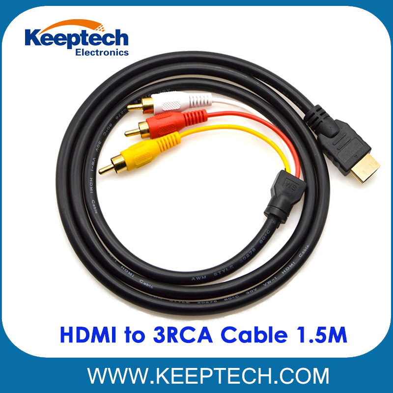 HDMI to 3RCA Cable 1.5m 5FT Video Audio Converter Cable for HDTV