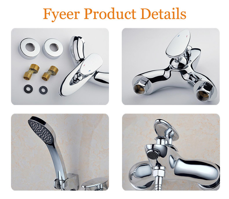 Fyeer Rainfall Bath and Shower Mixer with Handle Shower