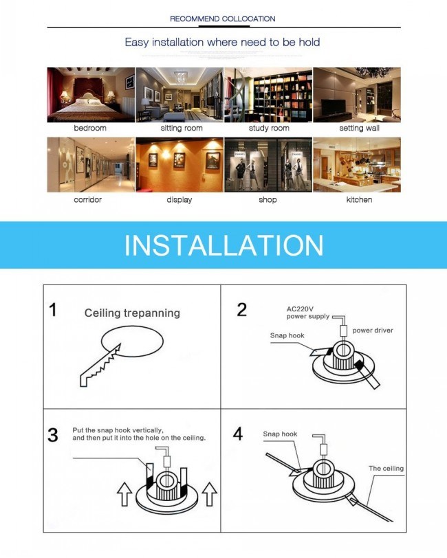 High Quality 7W Dimmable LED Down Light with Ce RoHS