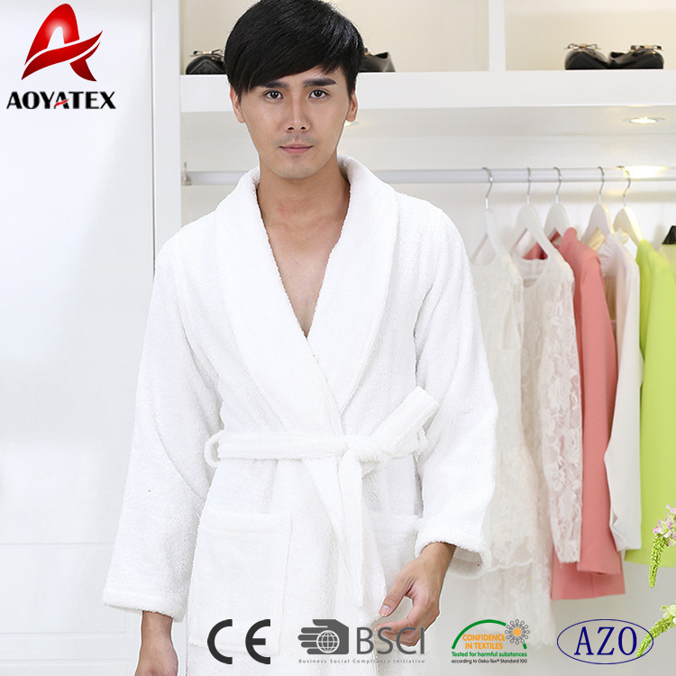 High Quality 100% Cotton White Hotel Terry Bathrobe