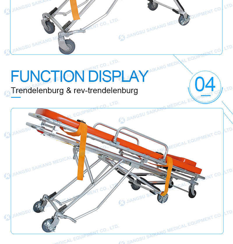 Stainless Steel Ambulance Hospital Folding Aluminum Alloy Patient Stretcher Trolley