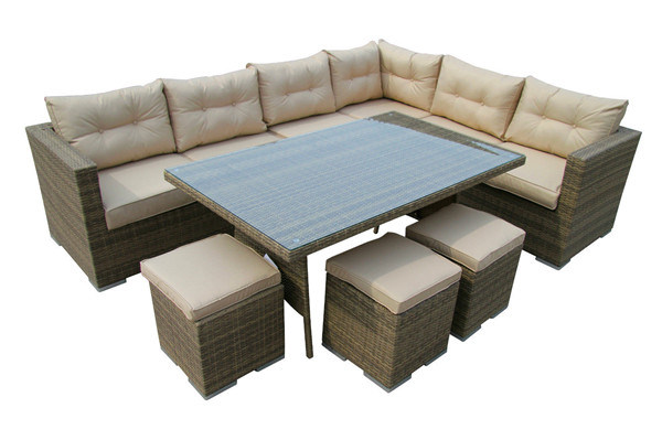 New 9 Seater Garden Wicker Corner Sofa Set