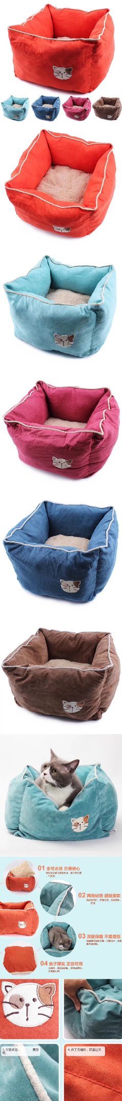 Washable Soft Dog Velvet Beds Double Functional Pet Cushions