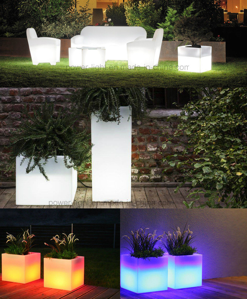 Plastic Glow LED Cubic Indoor&Outdoor Garden Flower Pot