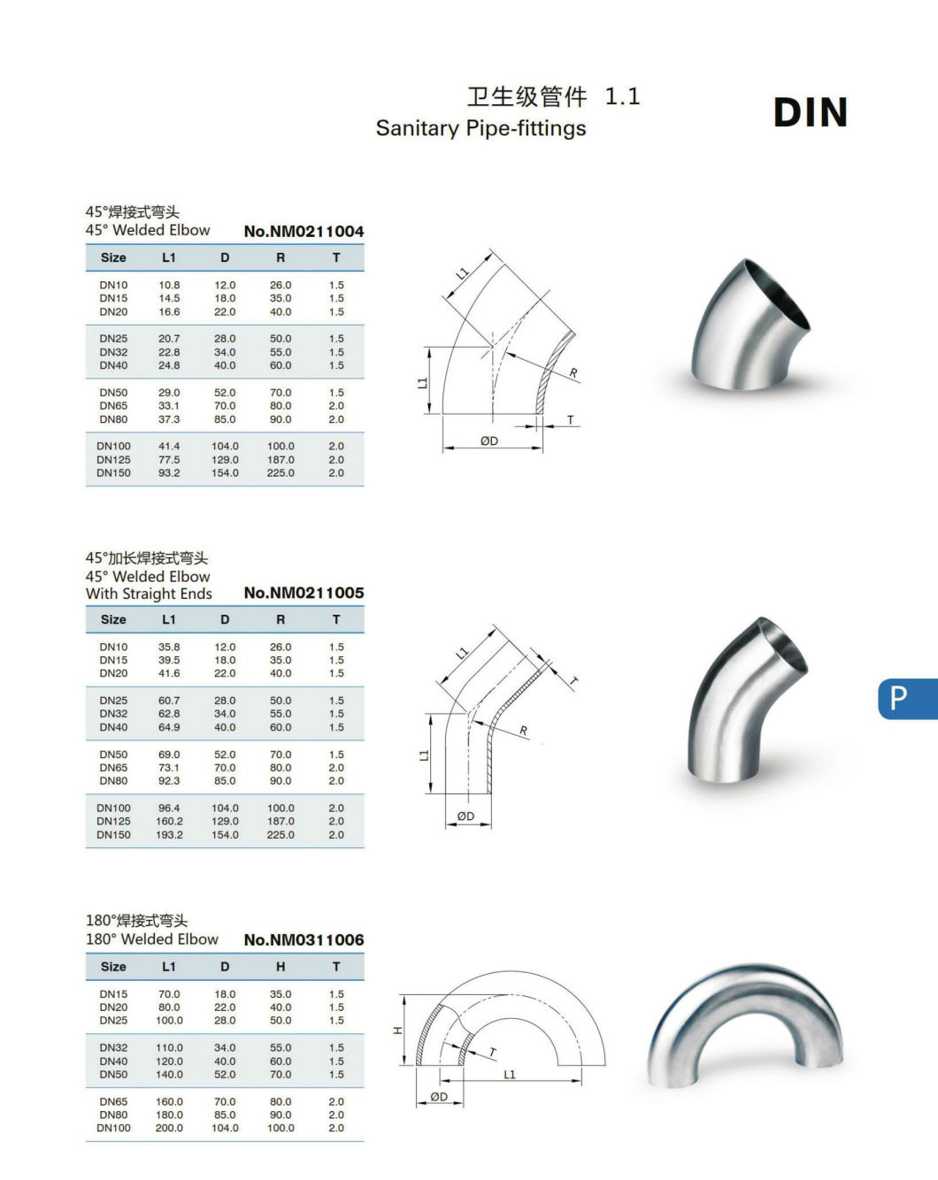 Hygienic Stainless Steel Equal Pipe Fitting Weld/Clamp Tee