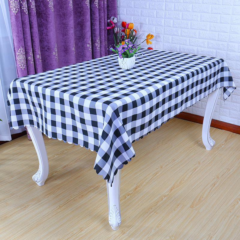 Polyester White Red Scotland Grid Table Cloth (DPF107100)