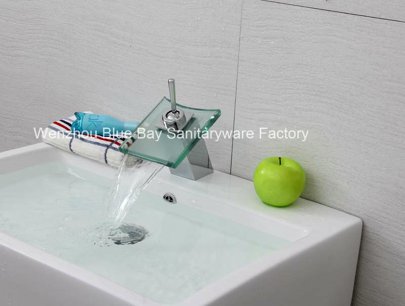 Wenzhou Bathroom Chrome Glass Waterfall Basin Mixer