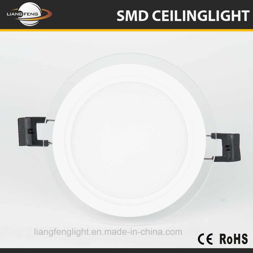 High Lumen Round or Square 2835 SMD LEDs Recessed 18W LED Ceiling Panel Light with Glass Diffuser