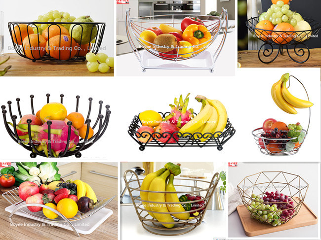 Modern Chrome Housewares Lattice Metal Wire Fruit Vegetable Basket Rack