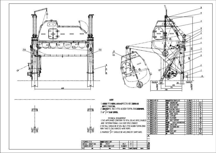 Gravity Luffing Arm Type Lifeboat Rescue Boat Davit