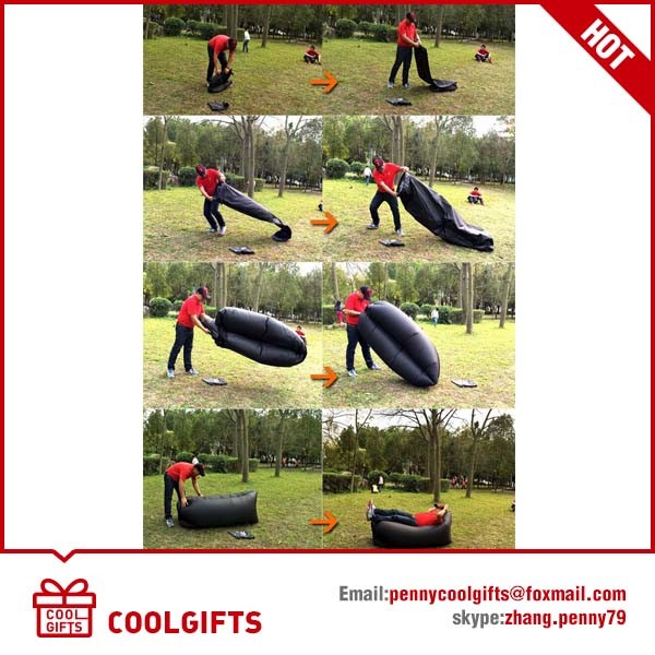 Lazy Nylon Foldable Inflatable Air Sleeping Sofa Bed for Camping