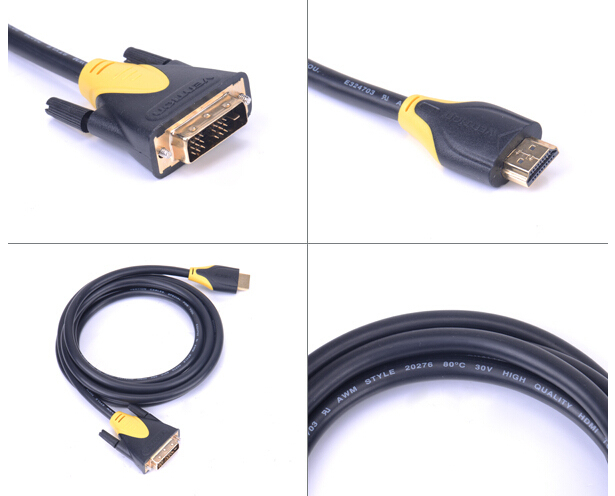 Gold Plated UL20276 DVI Cable 24+1 Male to Male