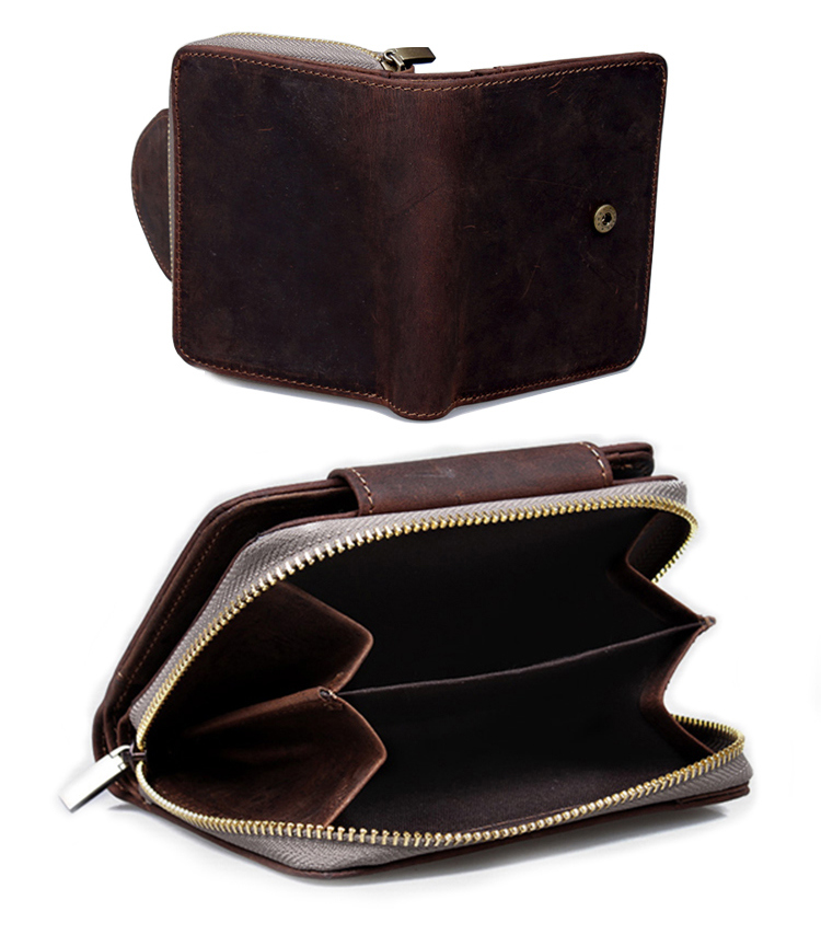 Hot Selling Factory Price Retro Style Brown Leather Coin Holder Leather Wallet