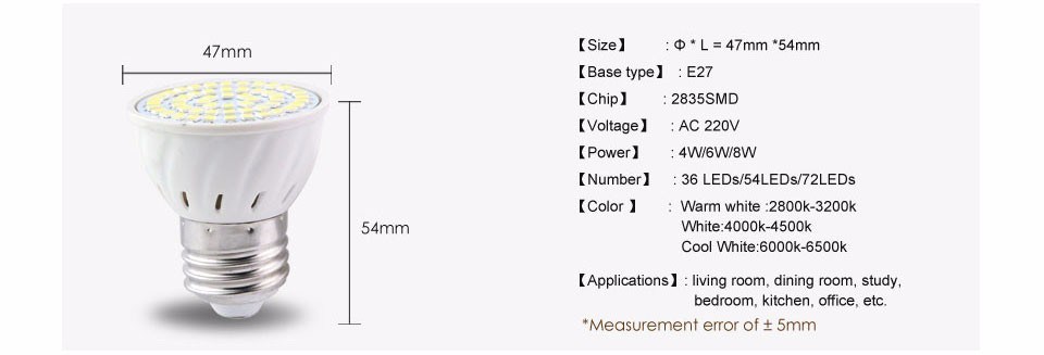 GU10/MR16 High Power Spotlingt E27 Energy Saving LED Lamp with Pin