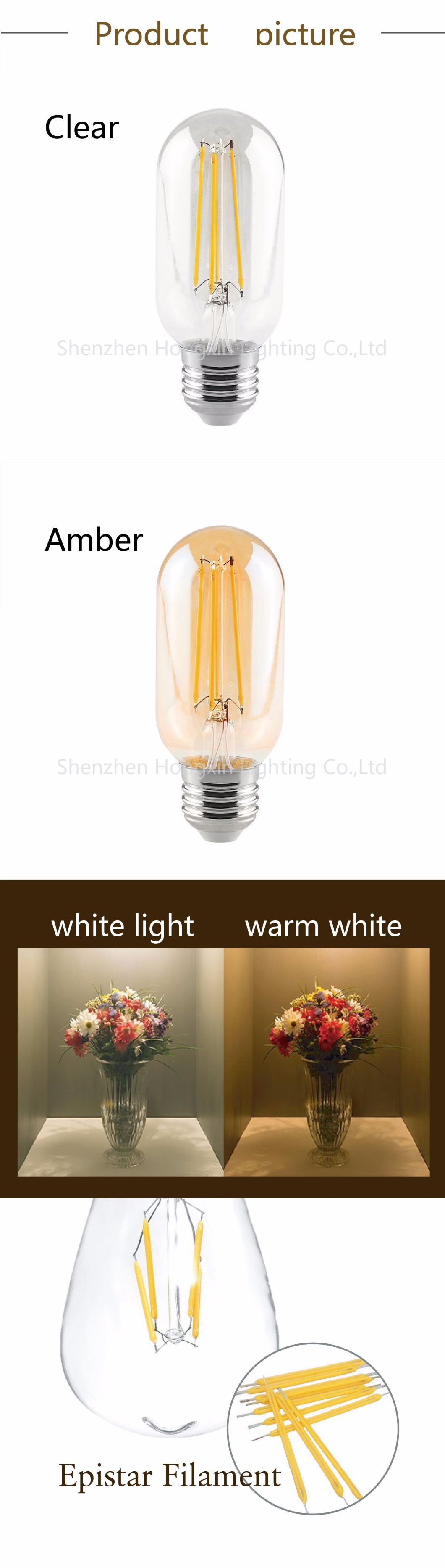 Dimmable LED Edison Bulb 6W/T45 LED Filament Bulb with/Ce/RoHS/Light/Lamp