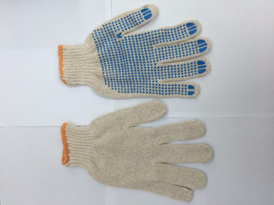 Hot Sale Industrial Working Knitted Cotton Gloves with PVC Dotted